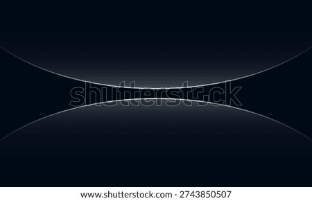 Dark blue abstract background with smooth silver curved lines and elegant gradient glow.