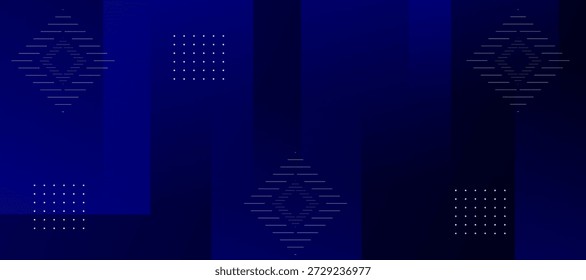 Dark blue abstract background with tech pattern and depth.
