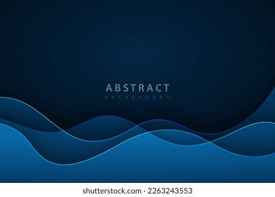 dark blue abstract background with transparent wave shapes and glowing lines