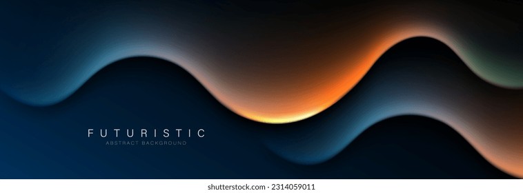 Fondo abstracto azul oscuro. Gradiente de diseño gráfico de forma de onda de fluido. Forma líquida 3D. Concepto futurista. Demanda para portada, cabecera, afiche, presentación, banner, sitio web. Ilustración del vector