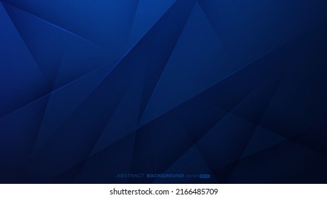 Dark blue abstract background with triangle, lines stripe and light composition. Modern polygonal design concept. Vector illustration