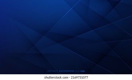 Dunkelblauer abstrakter Hintergrund mit Dreieck, Linien und heller Komposition. Vektorgrafik