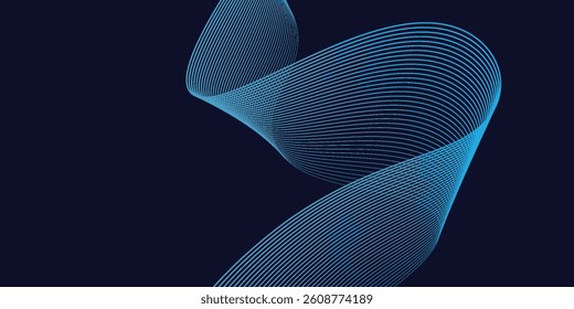 Dark blue abstract background with ultraviolet neon light, blurred light lines, grunge waves