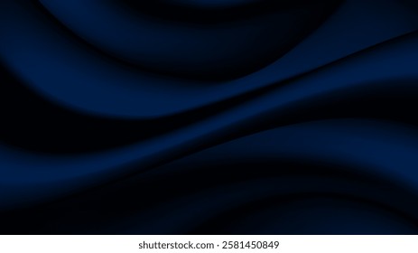 Dark blue abstract background vector design. Folded dark blue satin. Abstract blue drapery and wave.