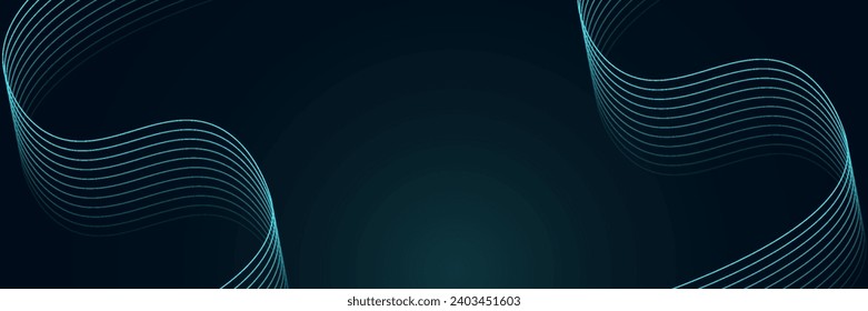 Dark blue abstract background with wavy lines. Modern shiny blue gradient flowing wave lines. Futuristic technology concept. Suitable for banners, brochures, covers, flyers, websites, vectors