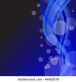 dark blue abstract background with wavy lines and glares