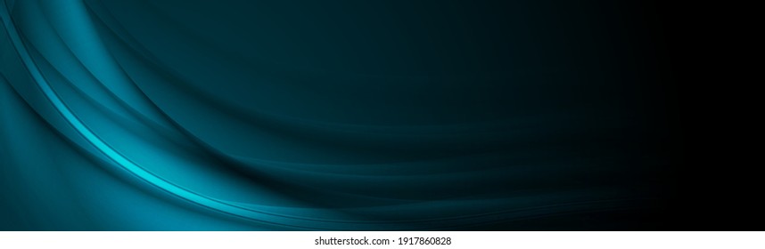 Dunkelblaues abstraktes Banner-Design mit glatten, gebogenen Wellen. Vektorhintergrund