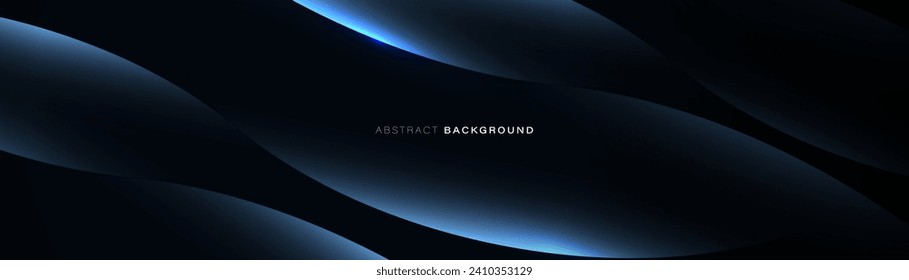 Dark Blue abstract banner with simply smooth wave background. Trendy blue minimal clean banner. Futuristic, digital technology concept