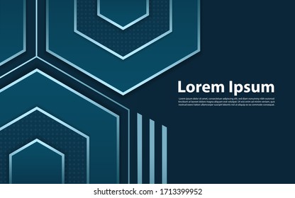 Dark blue abstract concept polygonal tech background.