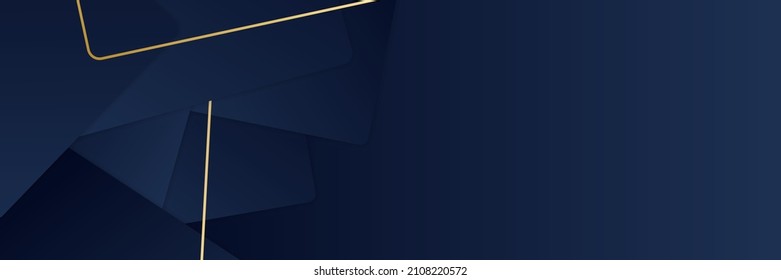 Dark blue abstract curve background with glitter golden lines. Luxury and elegant style template. Modern Simple geometric pattern. Overlapping curve design. Vector illustration