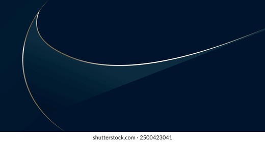 Dark blue abstract curved background with glittering gold lines. Luxury and elegant style template. Modern simple geometric pattern. eps10.