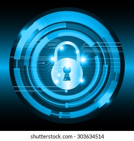 dark blue Abstract digital conceptual technology security background with lock. computer technology website internet web. infographics