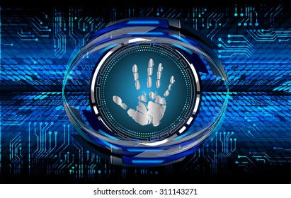 dark blue Abstract digital conceptual technology security background with lock. computer technology website internet web. infographics. fingerprint. Finger-print scanning. Hand print. Hand