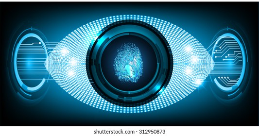 dark blue Abstract digital conceptual technology security background with lock. computer technology website internet web. infographics. fingerprint. Finger-print scanning. Hand print.