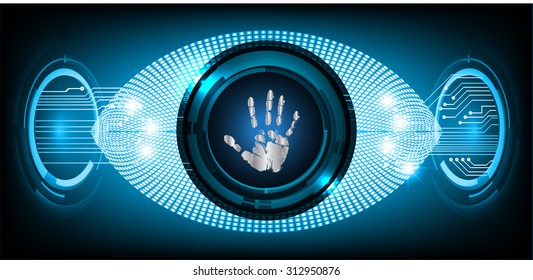 dark blue Abstract digital conceptual technology security background with lock. computer technology website internet web. infographics. fingerprint. Finger-print scanning. Hand print.