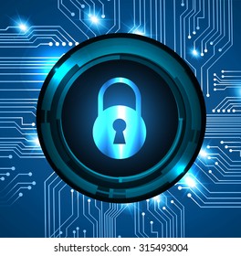 dark blue Abstract digital conceptual technology security background with lock. computer technology website internet web. infographics. lock, key, Padlock