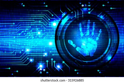 dark blue Abstract digital conceptual technology security background with lock. computer technology website internet web. infographics. fingerprint. Finger-print scanning. Hand print.