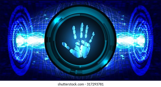 dark blue Abstract digital conceptual technology security background with lock. computer technology website internet web. infographics. fingerprint. Finger-print scanning. Hand print.