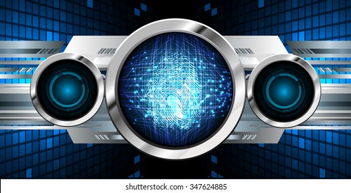 dark blue Abstract digital conceptual technology security background with lock. computer technology website internet web. infographics. fingerprint. Finger-print scanning. Hand print.