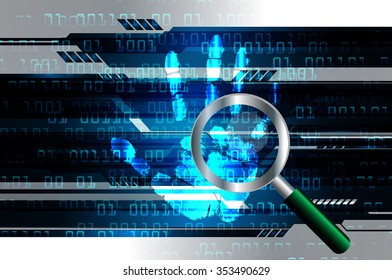 dark blue Abstract digital conceptual technology security background with lock. computer technology website internet web. infographics. fingerprint. Finger-print scanning. Hand print.