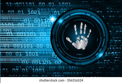 dark blue Abstract digital conceptual technology security background with lock. computer technology website internet web. infographics. fingerprint. Finger-print scanning. Hand print.