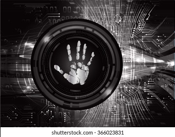 dark blue Abstract digital conceptual technology security background with lock. computer technology website internet web. infographics. fingerprint. Finger-print scanning. Hand print.