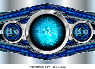 dark blue Abstract digital conceptual technology security background with lock. computer technology website internet web. infographics. fingerprint. Finger-print scanning. Hand print.