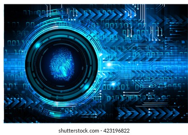 dark blue Abstract digital conceptual technology security background with lock. computer technology website internet web. infographics. fingerprint. Finger-print scanning. Hand print.
