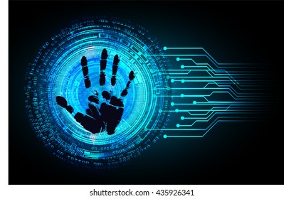 dark blue Abstract digital conceptual technology security background with lock. computer technology website internet web. infographics. fingerprint. Finger-print scanning. Hand print. Cyber Technology