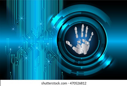 dark blue Abstract digital conceptual technology security background with lock. computer technology website internet web. infographics. fingerprint. Finger-print scanning. Hand print.