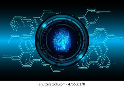 dark blue Abstract digital conceptual technology security background with lock. computer technology website internet web. infographics. fingerprint. Finger-print scanning. Hand print.
