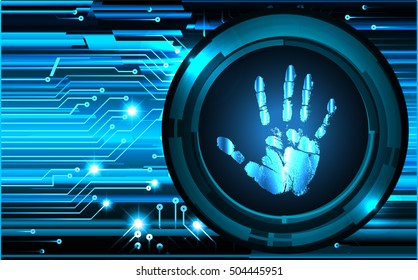 dark blue Abstract digital conceptual technology security background with lock. computer technology website internet web. infographics. fingerprint. Finger-print scanning. Hand print.