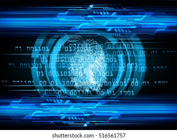 dark blue Abstract digital conceptual technology security background with lock. computer technology website internet web. infographics. fingerprint. Finger-print scanning. Hand print.