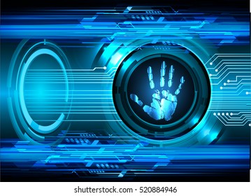 dark blue Abstract digital conceptual technology security background with lock. computer technology website internet web. infographics. fingerprint. Finger-print scanning. Hand print.