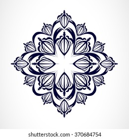 Dark blue abstract floral design element.