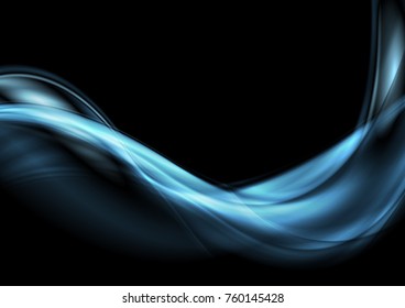 Dark blue abstract flowing dynamic waves vector background