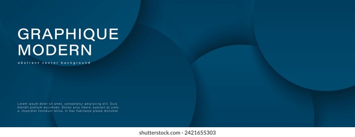 Fondo geométrico abstracto azul oscuro con círculos. Papel de pared de vector abstracto, afiche, pancarta, diseño de portada