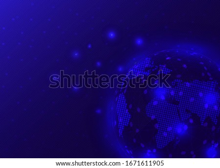 Dark blue abstract global network conection background. Circular geometric centric motion pattern.Vector illustration for your business design templates. EPS10