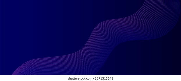 Dark blue abstract gradient background with futuristic pink and blue wave pattern shape glowing lines design background vector illustration. Perfect for modern projects, business, luxury.