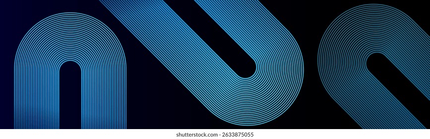 Dark blue abstract gradient background with geometric curve lines design background. Dynamic shapes composition design pattern. High quality graphic. Futuristic concept.