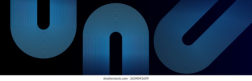 Dark blue abstract gradient background with glowing skin blue colour geometric curve lines design background. Dynamic shapes composition design pattern. High quality graphic. Futuristic concept.