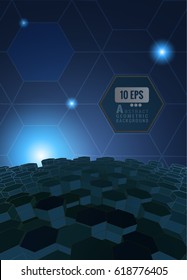Dark blue abstract hexagonal background  with space for your text and headline 