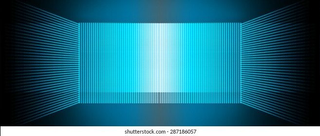 Dark Blue Abstract Light Lamps Background For Technology Computer Graphic Website Internet And Business.. Screen On Stage. Vector Illustration.Spot Effect. Neon. Point, Platform, Spotlights