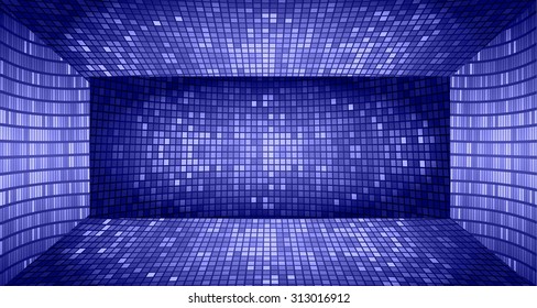 Dark blue Abstract light lamps background for Technology computer graphic website internet and business. Screen on stage.Vector illustration.Spot Effect. neon.point, platform, Spotlights.room chamber