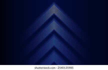 Dark blue abstract Light out technology and with neon dots with glowing arrow lines futuristic concept. Hitech communication concept innovation background, vector design