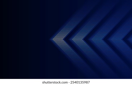 Dark blue abstract Light out technology and with neon dots with glowing arrow lines futuristic concept. Hitech communication concept innovation background, vector design