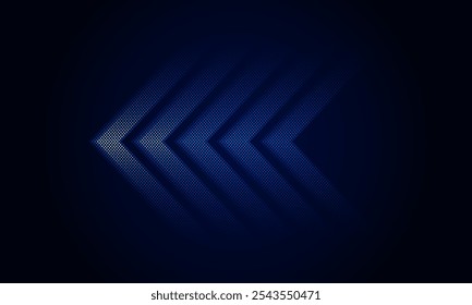 Dark blue abstract Light out technology and with neon dots with glowing arrow lines futuristic concept. Hitech communication concept innovation background, vector design