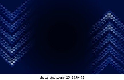 Dark blue abstract Light out technology and with neon dots with glowing arrow lines futuristic concept. Hitech communication concept innovation background, vector design