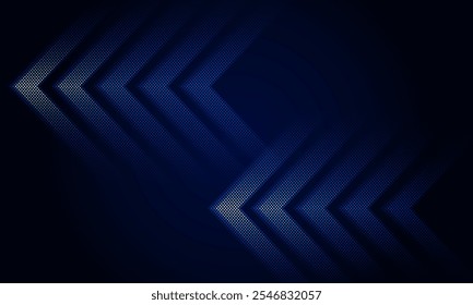 Escuro azul abstrato Luz fora tecnologia e com pontos de néon com linhas de seta brilhante conceito futurista. Plano de fundo de inovação de conceito de comunicação Hitech, design vetorial