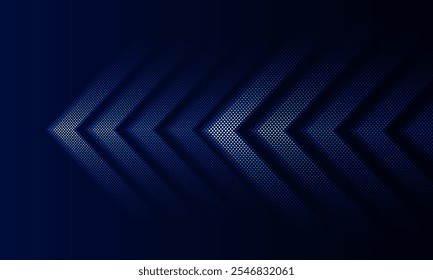 Escuro azul abstrato Luz fora tecnologia e com pontos de néon com linhas de seta brilhante conceito futurista. Plano de fundo de inovação de conceito de comunicação Hitech, design vetorial